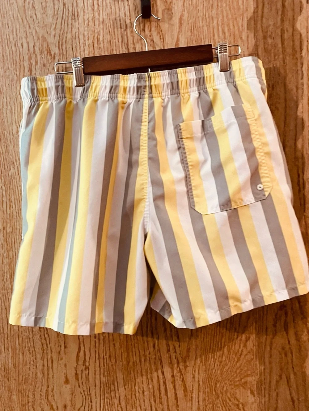 Goodfellow & Co Yellow and Gray Vertical Stripe Swim Trunks